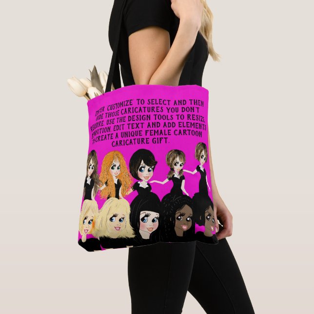 Tote Bag Concevoir un cadeau de caricature féminin avec du  (De près)