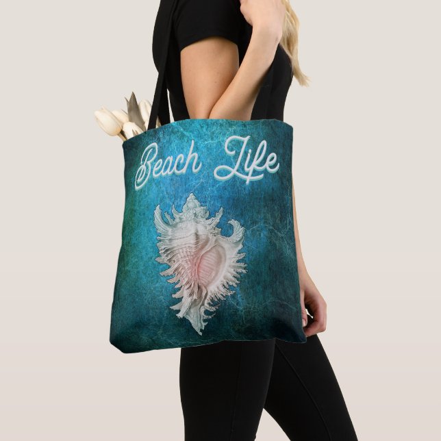 Tote Bag Conch Shell "Beach Life" (De près)