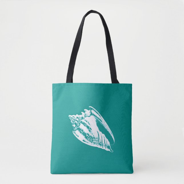 Tote Bag Conch Shell - turquoise et blanche (Devant)