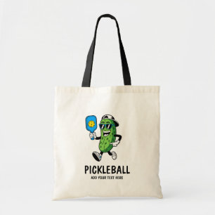 Tote Bag Concombre Mignon Personnalisé Jouant au Pickleball