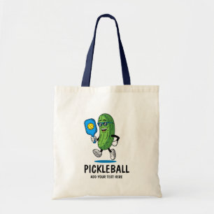 Tote Bag Concombre Mignon Personnalisé Jouant au Pickleball