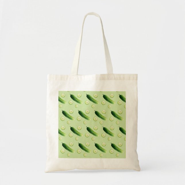 Tote Bag Concombres, canettes, légumes verts (Devant)