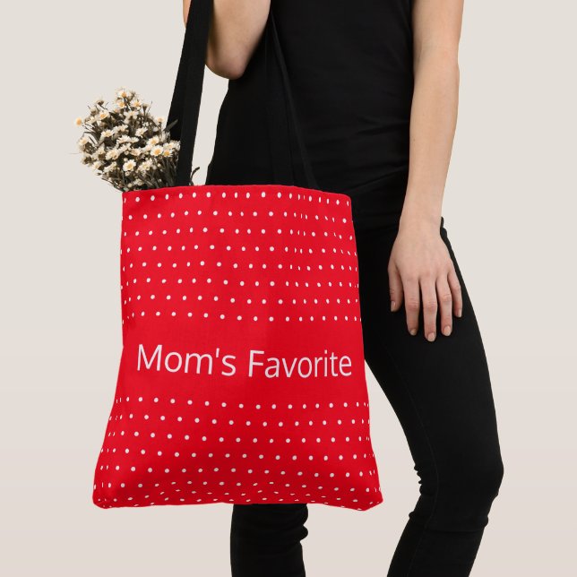 Tote Bag Conçu avec des pois rouges et blancs (De près)