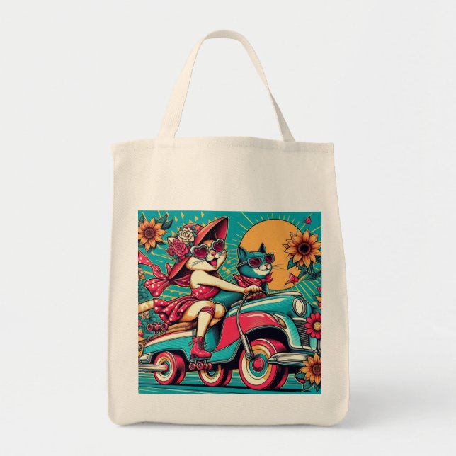 Tote Bag Conduite de chats rétro (Devant)