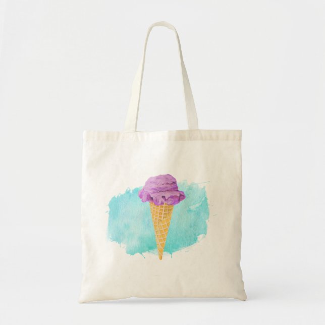 Tote Bag Cône De Crème De Glace Avec Un Plat De Peinture Bl (Devant)