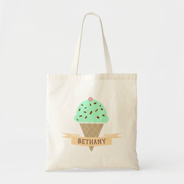 Tote Bag Cône de crème glacée à la menthe Choc (Devant)