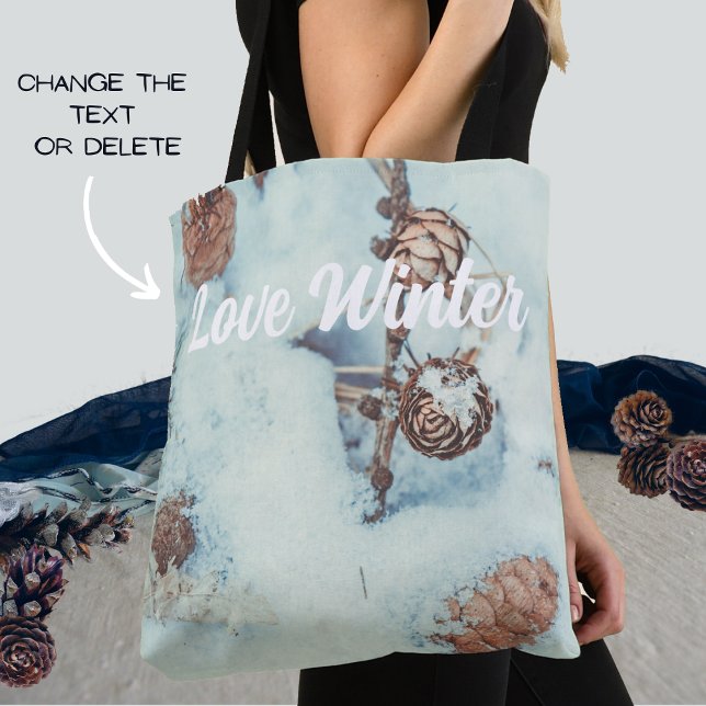 Tote Bag Cônes de mélèze sur la neige bleue fraîche (Créateur téléchargé)