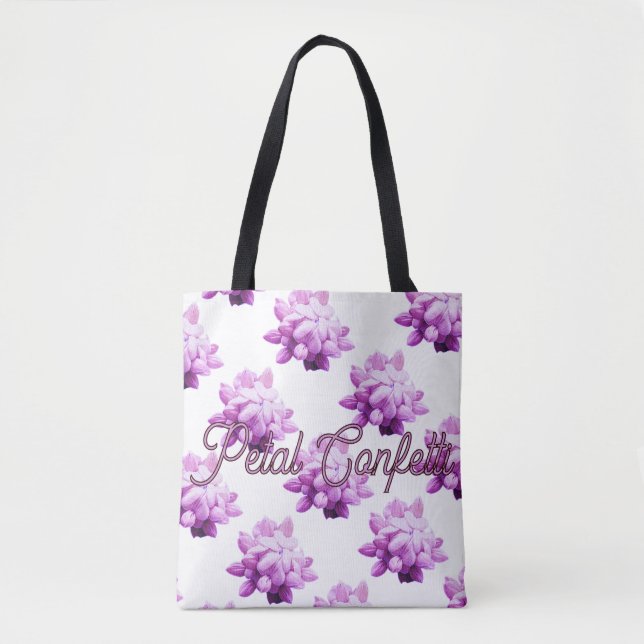 Tote Bag Confetti à fleurs roses personnalisées (Devant)