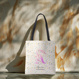 Tote Bag Confettis à monogramme floral espiègle d'Amelia -