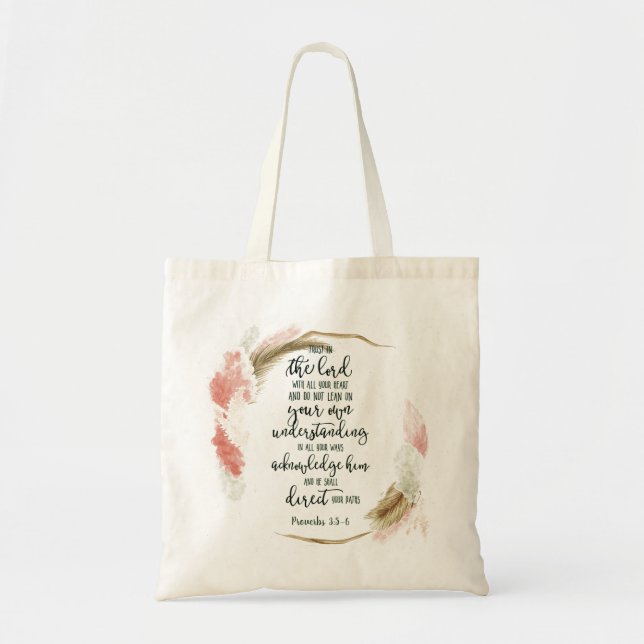Tote Bag Confiance dans le Seigneur floral   (Devant)