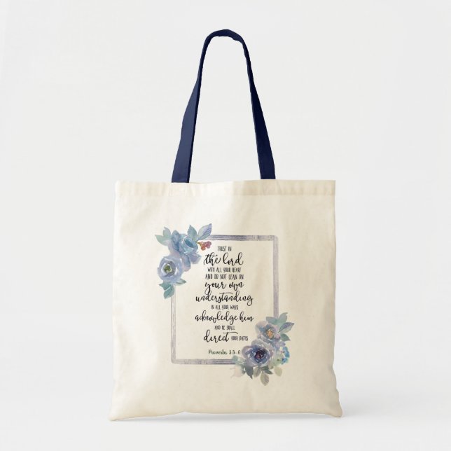 Tote Bag Confiance dans le Seigneur floral (Devant)
