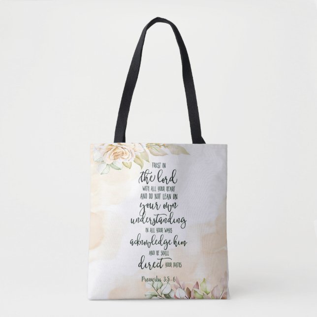 Tote Bag Confiance dans le Seigneur floral   (Devant)