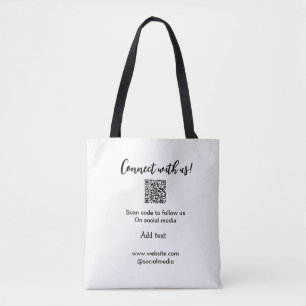 Tote Bag Connectez-vous avec nous scan QR code ajouter e-ma