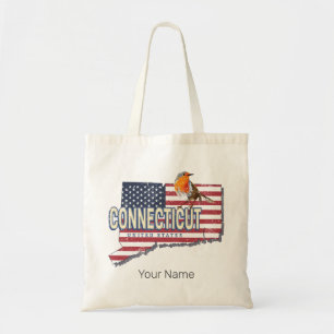 Tote Bag Connecticut États-Unis rétro carte d'état vintage