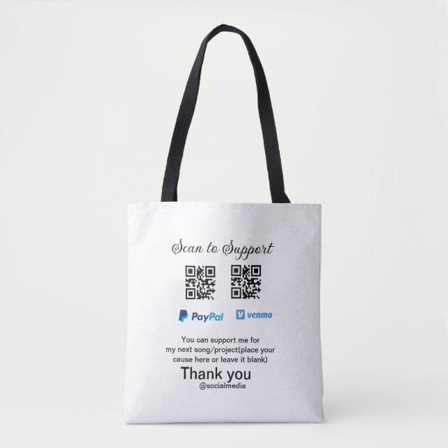Tote Bag Conseil virtuel jar q r code argent don PayPal ven (Devant)
