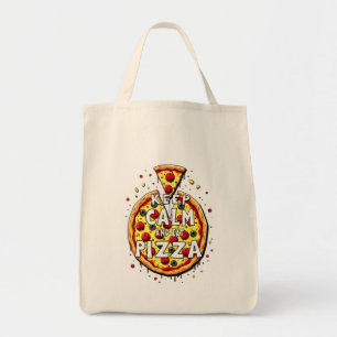 Tote Bag Conserver calme et manger pizza : Conception parfa