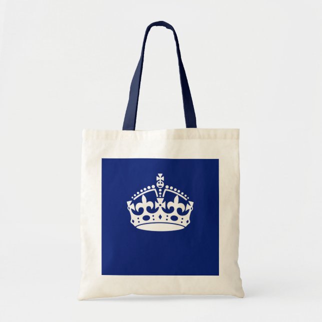 Tote Bag Conserver l'icône de la couronne calme sur le bleu (Devant)