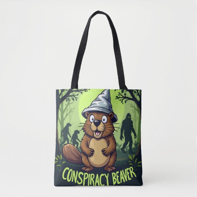 Tote Bag Conspiracy Beaver | Funny Cryptid Hunter (Devant)