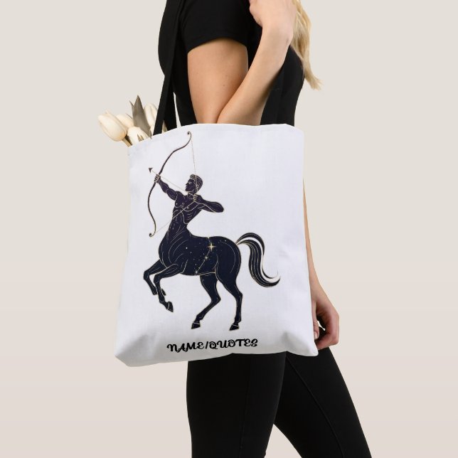 Tote Bag Constellation du Sagittaire - Art linéaire du zodi (De près)