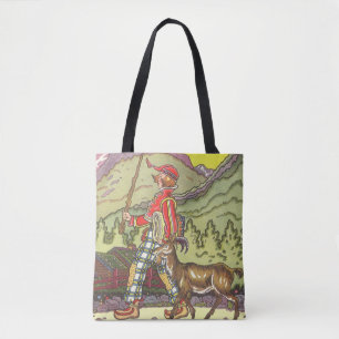 Tote Bag Conte de fées vintage, garçon et vent du nord, Hau