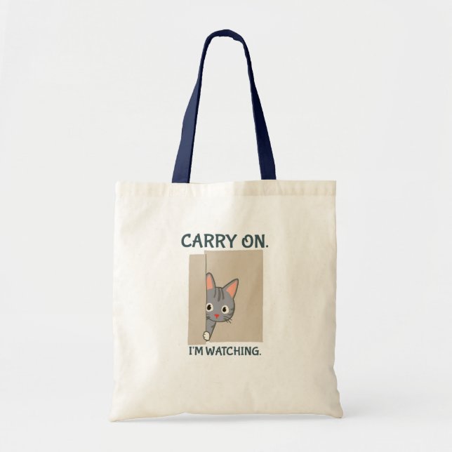 Tote Bag Continue, je regarde le chat gris (Devant)