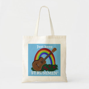 Tote Bag Continuez à gratter Ukulele Arc-en-ciel Hawaïen