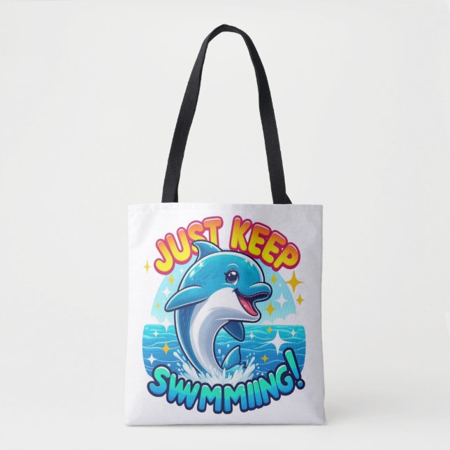 Tote Bag Continuez À Nager Dauphin (Devant)