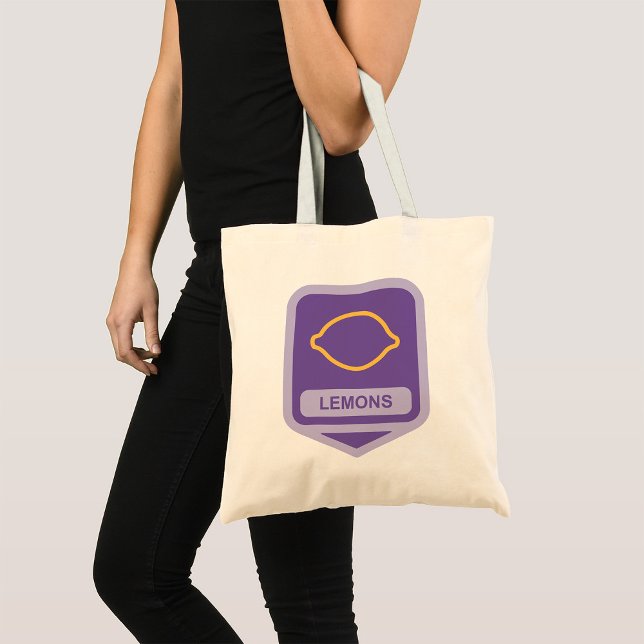 Tote Bag Contour de citron Fruit violet et jaune (Créateur téléchargé)