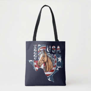 Tote Bag Contour de l'État du Texas Cheval USA
