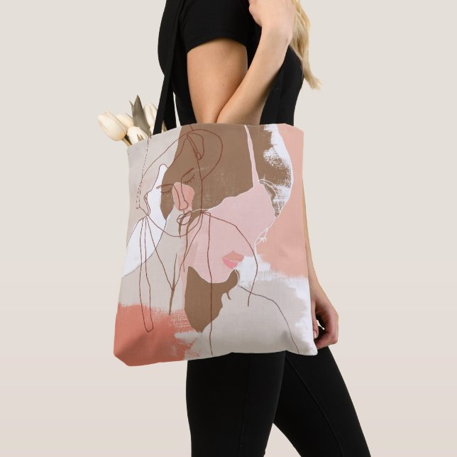 Tote Bag Contour peint Portrait féminin (De près)