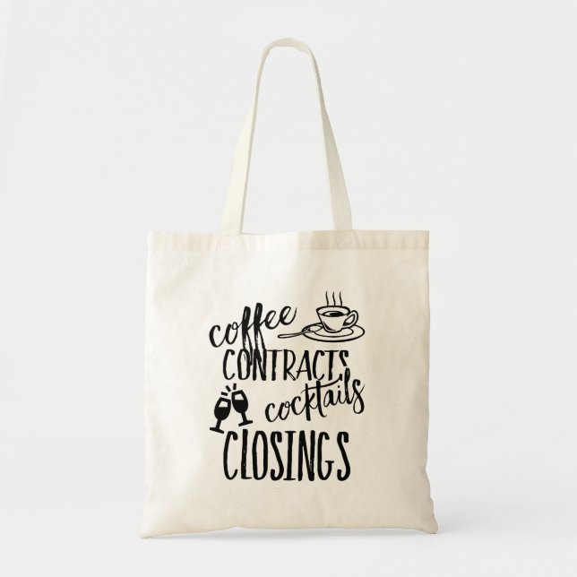 Tote Bag Contrats de café Fermeture Agent immobilier (Devant)