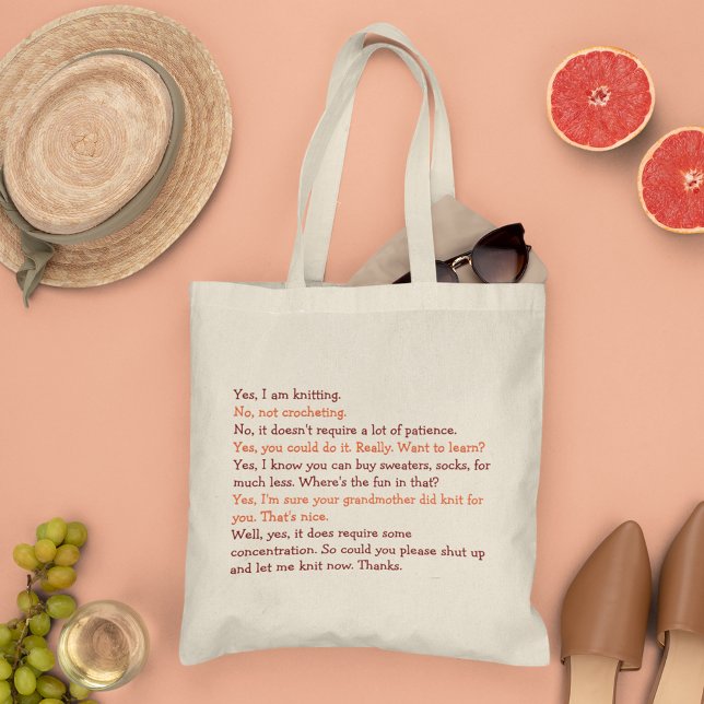 Tote Bag Conversation amusante Tricot Maman Mère Fer (Funny Knitting Conversation Mom Mothers Day Yarn Tote Bag)