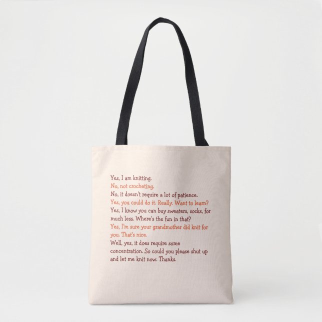 Tote Bag Conversation de Tricot amusant Mères Fête Mère Fil (Devant)
