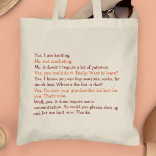 Tote Bag Conversation de tricot drôle Fête des mères Laine