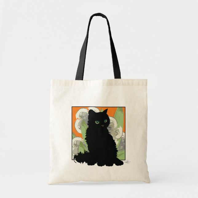 Tote Bag Conversation Noir et Fleurs Blanches de Printemps (Devant)