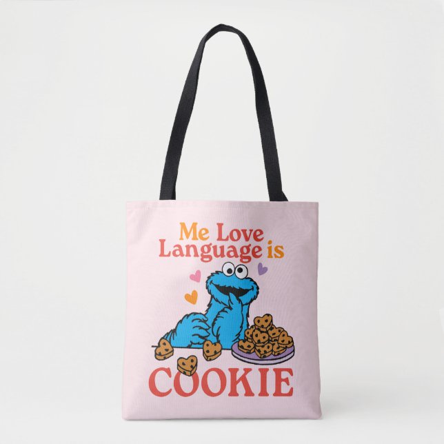 Tote Bag Cookie Monster | Citation de la Saint Valentin (Devant)