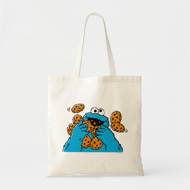 Tote Bag Cookie Monster mangeant tous les cookies (Devant)
