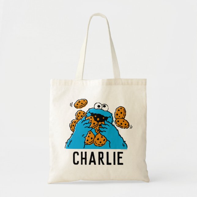 Tote Bag Cookie Monster mangeant tous les cookies (Devant)