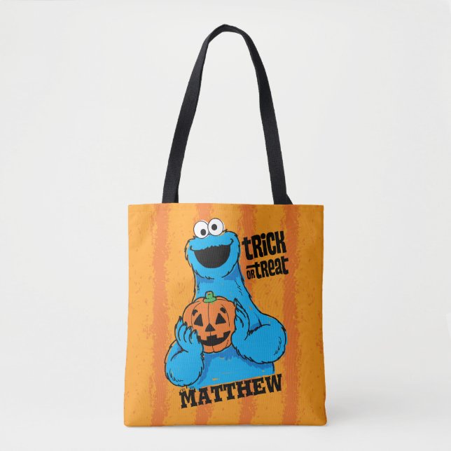 Tote Bag Cookie Monster - Tricoter Ou Traiter | Ajouter Vot (Devant)