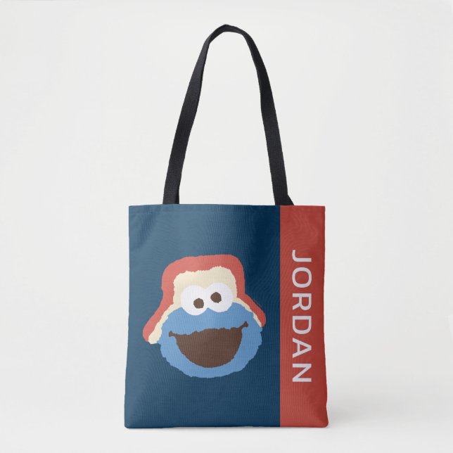 Tote Bag Cookie Monster Woodland Face | Ajouter Votre Nom (Devant)