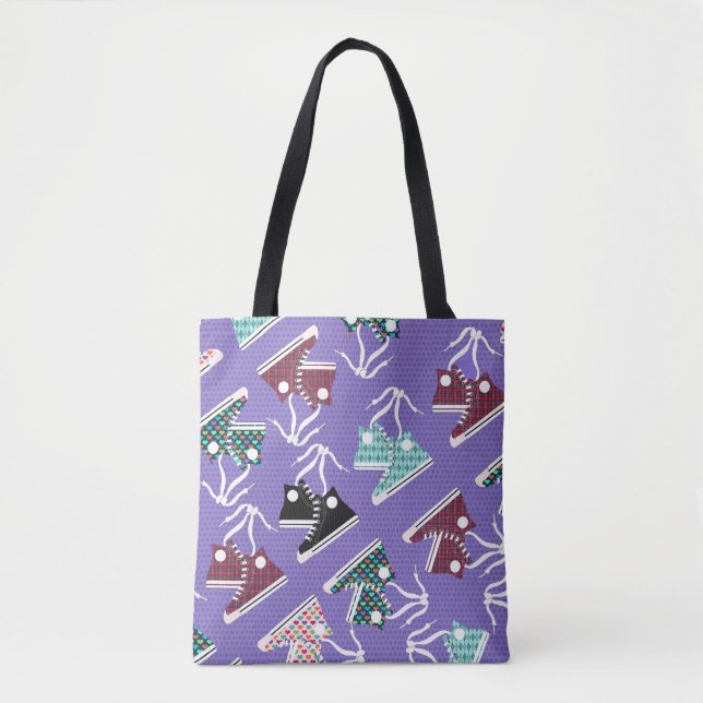 Tote Bag Cool amusant Retro Basket coloré  Motif de dessin (Devant)