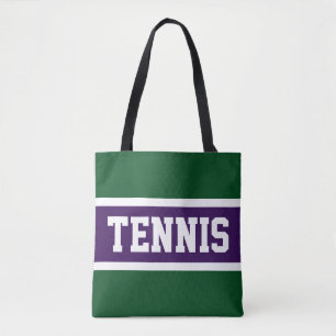 Tote Bag Cool amusant violet foncé vert rayures TENNIS Text