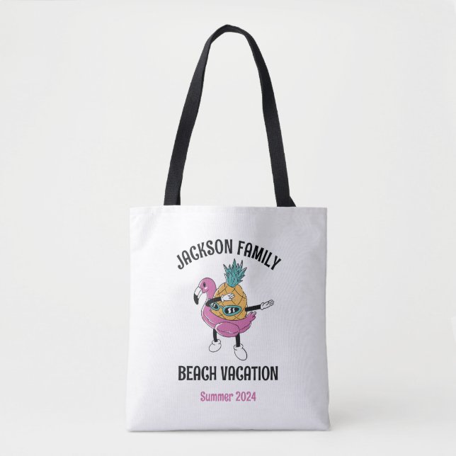 Tote Bag Cool Ananas Famille Réunion Voyage Plage Vacances (Devant)