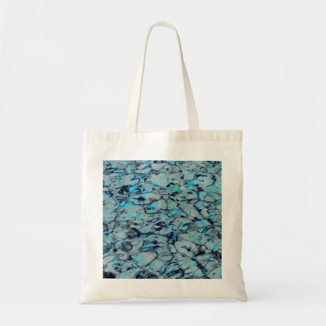 Tote Bag Cool, art numérique moderne d'aquarelle bleue (Devant)