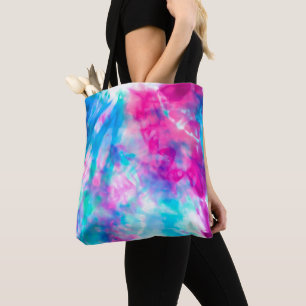 Tote Bag Cool Artsy Girly Purple Rose Blue Tie Dye Motif