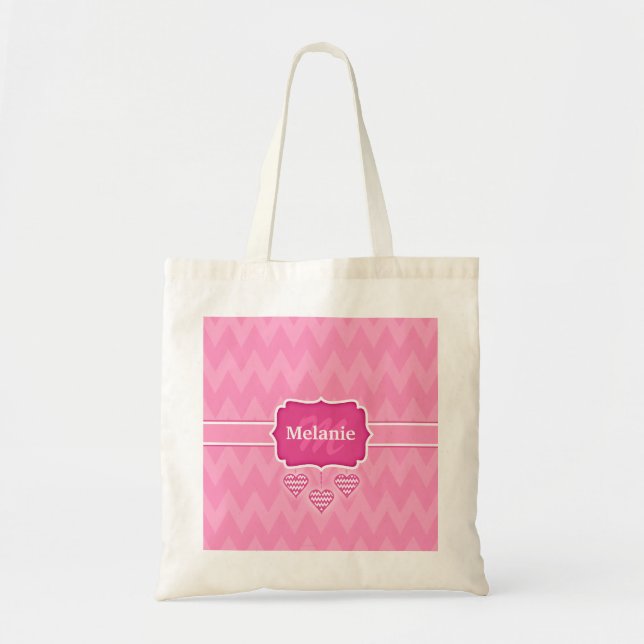 Tote Bag Cool Chevron Zigzag Saint Valentin rose (Devant)