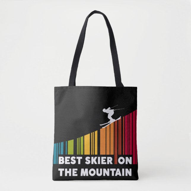 Tote Bag Cool Code Barre Conception Meilleur Skieur Sur La  (Devant)