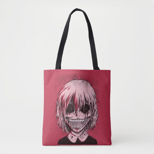 Tote Bag Cool déplaisant Zombie rouge et noire fille (Devant)