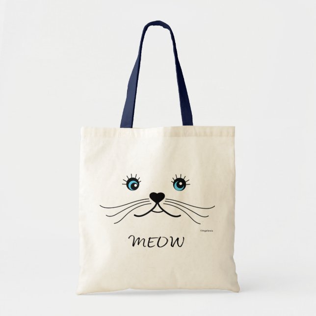 Tote Bag COOL graphique à visage MEOW-Cat (Devant)