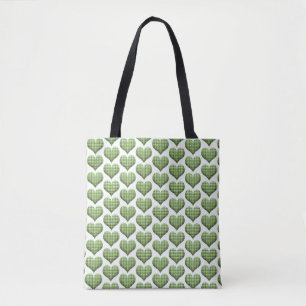 Tote Bag Cool Green White Hearts St.Patrick's Day Holiday
